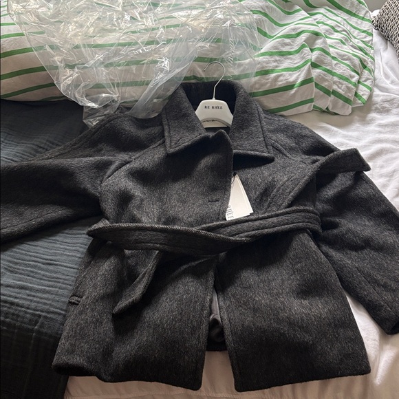 NWT W Concept / RE RHEE Funnel Neck Half Coat in charcoal - Picture 3 of 5